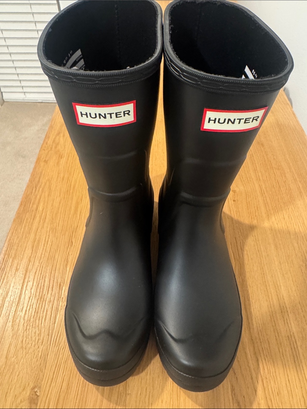 Hunter Kids Black Rain Boots with Red Logo Trim